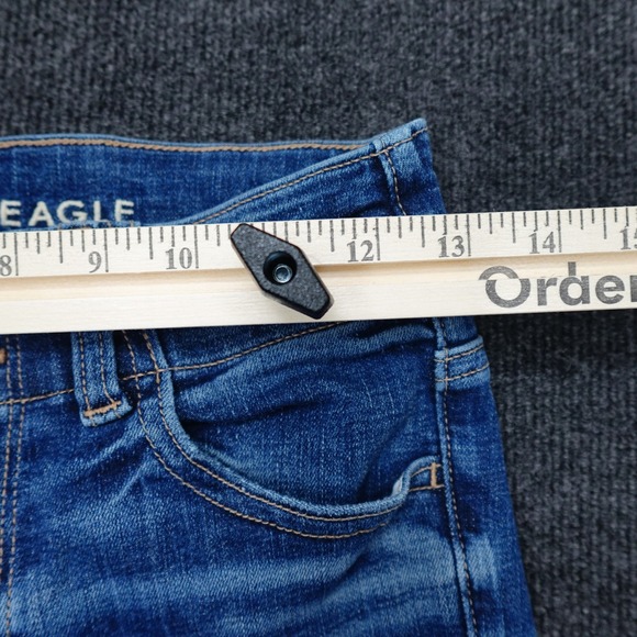 American Eagle High Rise Cargo Jegging Stretchy Women Zip Ankle 2 Short Blue - Picture 3 of 11
